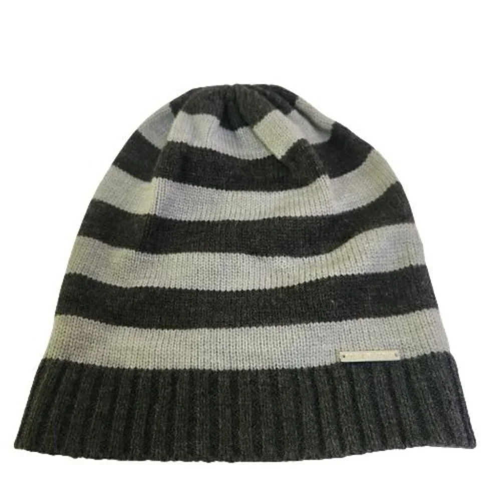 Michael Michael Kors Two Tone Gray Striped Beanie Unisex One Size